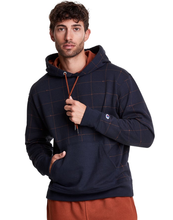 Champion Hoodie Heren - Donkerblauw - Powerblend All Over Logo ( 810729-CJK )